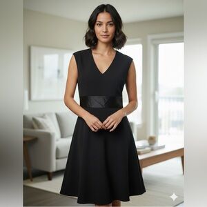 Vtg Talbots Petites 10 Sleeveless Black Classic A-Line Dress Corpcore 10P